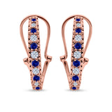 Half Eternity Heart Huggie Hoop Earrings Round Simulated CZ 925 Sterling Silver (18mm)