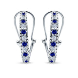 Half Eternity Heart Huggie Hoop Earrings Round Simulated CZ 925 Sterling Silver (18mm)