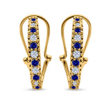 Half Eternity Heart Huggie Hoop Earrings Round Simulated CZ 925 Sterling Silver (18mm)