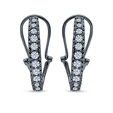 Half Eternity Heart Huggie Hoop Earrings Round Simulated CZ 925 Sterling Silver (18mm)