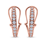 Half Eternity Heart Huggie Hoop Earrings Round Simulated CZ 925 Sterling Silver (18mm)