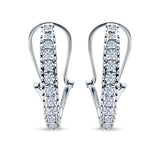 Half Eternity Heart Huggie Hoop Earrings Round Simulated CZ 925 Sterling Silver (18mm)
