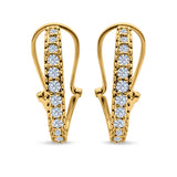 Half Eternity Heart Huggie Hoop Earrings Round Simulated CZ 925 Sterling Silver (18mm)