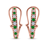 Half Eternity Heart Huggie Hoop Earrings Round Simulated CZ 925 Sterling Silver (18mm)