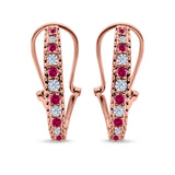 Half Eternity Heart Huggie Hoop Earrings Round Simulated CZ 925 Sterling Silver (18mm)