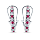 Half Eternity Heart Huggie Hoop Earrings Round Simulated CZ 925 Sterling Silver (18mm)