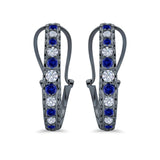 Half Eternity Huggie Hoop Earrings Round Simulated CZ 925 Sterling Silver (18mm)