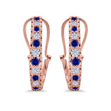 Half Eternity Huggie Hoop Earrings Round Simulated CZ 925 Sterling Silver (18mm)
