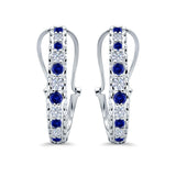 Half Eternity Huggie Hoop Earrings Round Simulated CZ 925 Sterling Silver (18mm)