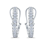 Half Eternity Huggie Hoop Earrings Round Simulated CZ 925 Sterling Silver (18mm)