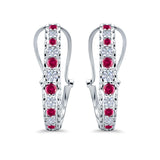Half Eternity Huggie Hoop Earrings Round Simulated CZ 925 Sterling Silver (18mm)