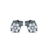 Simulated CZ Round Design Stud Earrings 925 Sterling Silver (5.3mm)