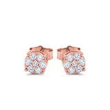 Simulated CZ Round Design Stud Earrings 925 Sterling Silver (5.3mm)