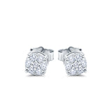 Simulated CZ Round Design Stud Earrings 925 Sterling Silver (5.3mm)