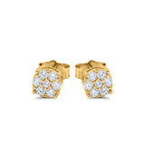 Simulated CZ Round Design Stud Earrings 925 Sterling Silver (5.3mm)