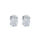 Simulated CZ Round Stud Earrings 925 Sterling Silver (4.7mm)