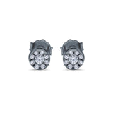 Simulated CZ Round Design Stud Earrings 925 Sterling Silver (4.5mm)