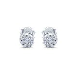 Simulated CZ Round Design Stud Earrings 925 Sterling Silver (4.5mm)