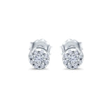Simulated CZ Round Design Stud Earrings 925 Sterling Silver (4.5mm)