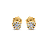 Simulated CZ Round Design Stud Earrings 925 Sterling Silver (4.5mm)