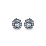 Simulated CZ Round Stud Earrings Design 925 Sterling Silver (6.3mm)