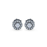 Simulated CZ Round Stud Earrings Design 925 Sterling Silver (6.3mm)