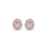 Simulated CZ Round Stud Earrings Design 925 Sterling Silver (6.3mm)