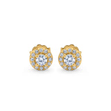 Simulated CZ Round Stud Earrings Design 925 Sterling Silver (6.3mm)