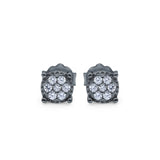 Stud Earrings Design Simulated CZ Round 925 Sterling Silver (5.9mm)