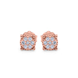 Stud Earrings Design Simulated CZ Round 925 Sterling Silver (5.9mm)