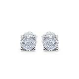 Stud Earrings Design Simulated CZ Round 925 Sterling Silver (5.9mm)