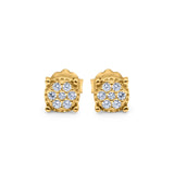 Stud Earrings Design Simulated CZ Round 925 Sterling Silver (5.9mm)