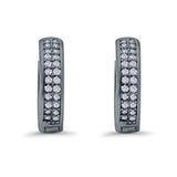 Half Eternity Hoop Earrings Round Simulated CZ 925 Sterling Silver (14mm)