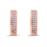 Half Eternity Hoop Earrings Round Simulated CZ 925 Sterling Silver (14mm)