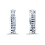 Half Eternity Hoop Earrings Round Simulated CZ 925 Sterling Silver (14mm)