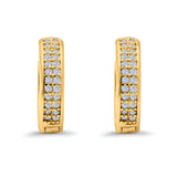 Half Eternity Hoop Earrings Round Simulated CZ 925 Sterling Silver (14mm)
