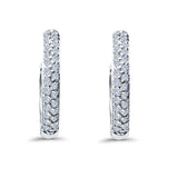 Half Eternity Hoop Earrings Round Simulated CZ 925 Sterling Silver (14mm)