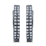 Half Eternity Hoop Earrings Round Simulated CZ 925 Sterling Silver (14mm)