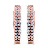 Half Eternity Hoop Earrings Round Simulated CZ 925 Sterling Silver (14mm)