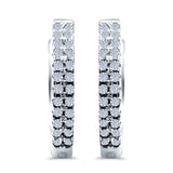 Half Eternity Hoop Earrings Round Simulated CZ 925 Sterling Silver (14mm)
