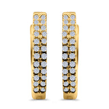 Half Eternity Hoop Earrings Round Simulated CZ 925 Sterling Silver (14mm)