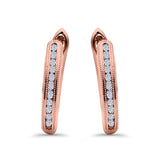 Half Eternity Round Hoop Earrings Simulated CZ 925 Sterling Silver (14mm)