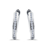 Half Eternity Round Hoop Earrings Simulated CZ 925 Sterling Silver (14mm)