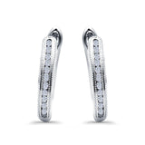 Half Eternity Round Hoop Earrings Simulated CZ 925 Sterling Silver (14mm)