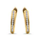 Half Eternity Round Hoop Earrings Simulated CZ 925 Sterling Silver (14mm)