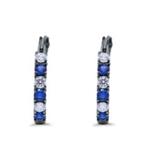 Half Eternity Huggie Hoop Earrings Round Simulated Cubic Zirconia 925 Sterling Silver (21mm)