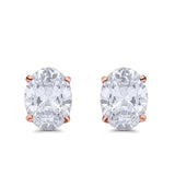 Art Deco Oval Wedding Bridal Solitaire Stud Earrings Simulated CZ 925 Sterling Silver-8mmx6mm