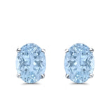 Art Deco Oval Wedding Bridal Solitaire Stud Earrings Simulated CZ 925 Sterling Silver-7mmx5mm