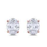 Art Deco Oval Wedding Bridal Solitaire Stud Earrings Simulated CZ 925 Sterling Silver-7mmx5mm