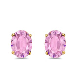 Art Deco Oval Wedding Bridal Solitaire Stud Earrings Simulated CZ 925 Sterling Silver-7mmx5mm